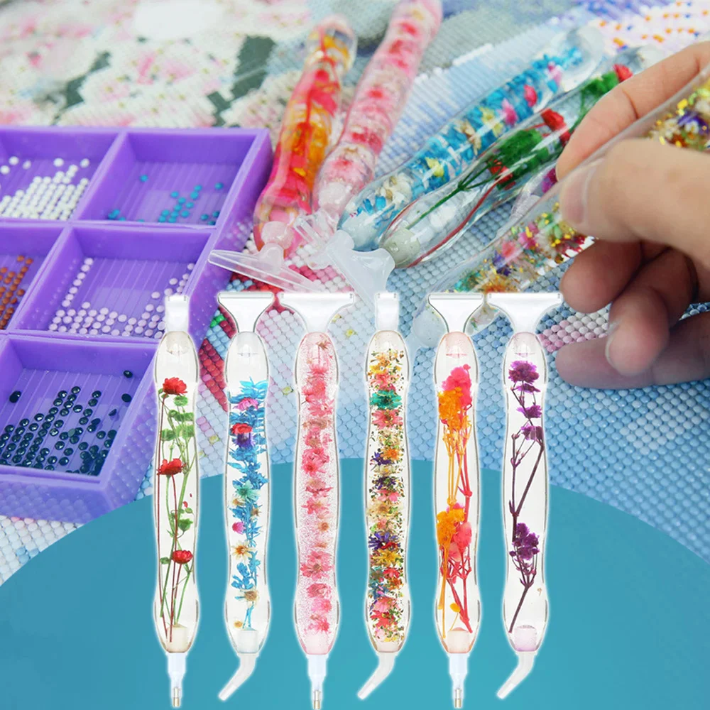 Momoart Diamond Painting Flower Resin Pen With Replacement Heads Tools Kit Multi Placer DIY Mosaic Accessories Craft