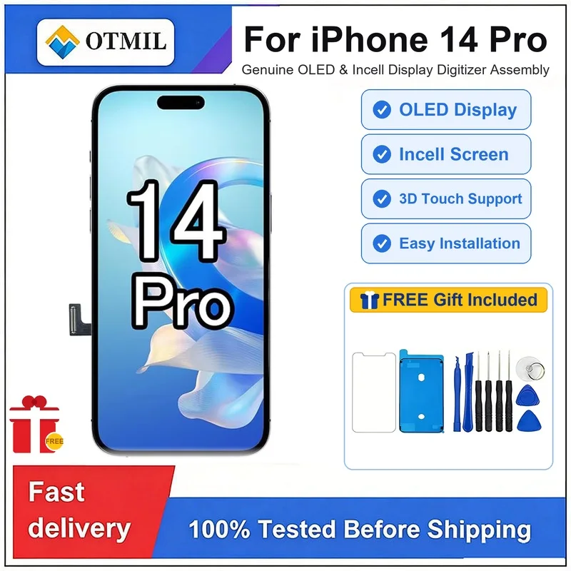 LCD Display Touch Screen Digitizer Replacement For IPhone 14 Pro OLED Incell With Repair Kit Easy Installation Tempered Glass
