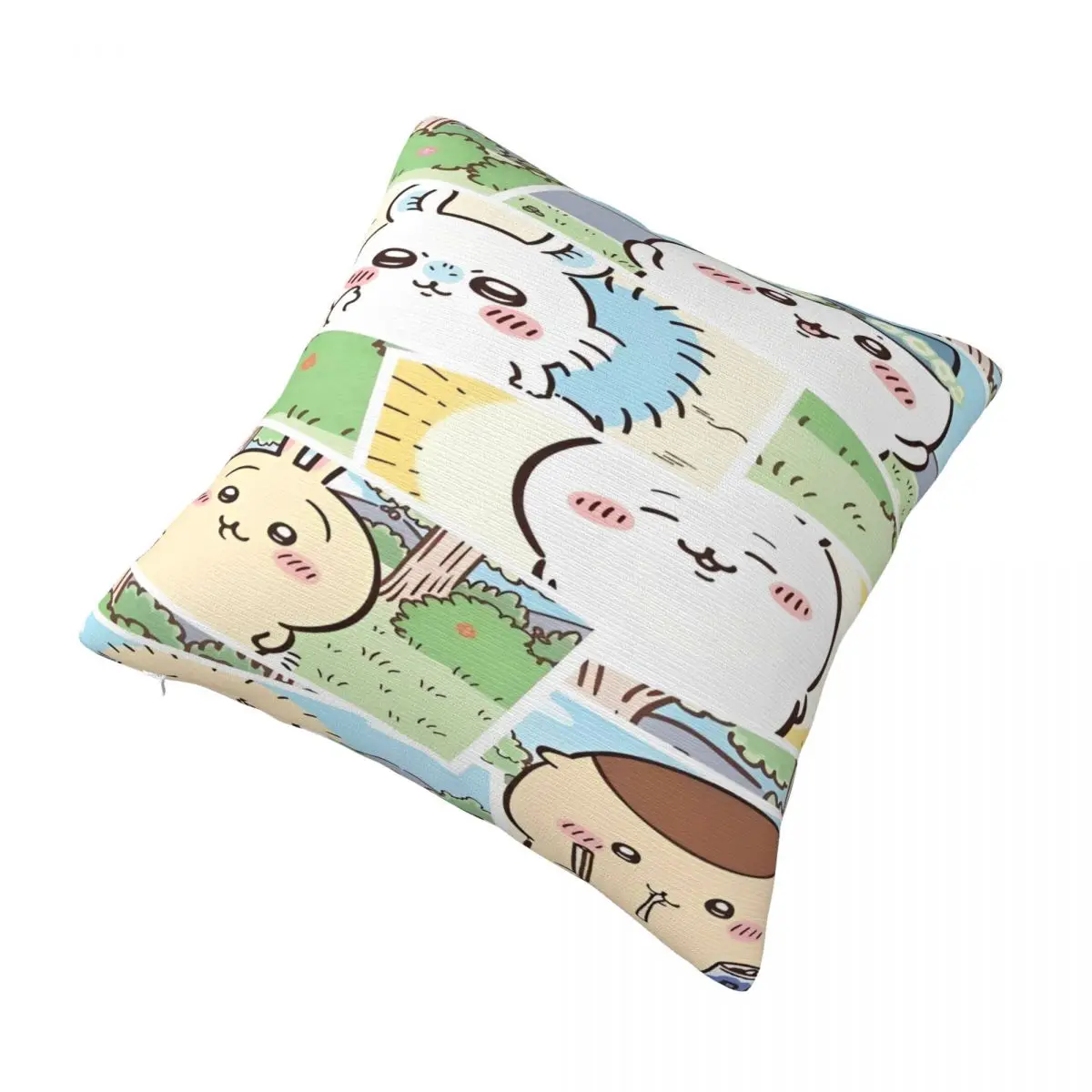 C-Chiikawa الكرتون كيس وسادة غطاء الوسادة مربع تصميم وسادة غطاء لطيف مضحك سادات لمكتب سيارة ديكور المنزل