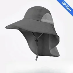 Wide Brim Hat with Neck for Outdoor Fisherman, Anti UV Cap, Adjustable Cap for Hiking, Fishing, Camping, Travel