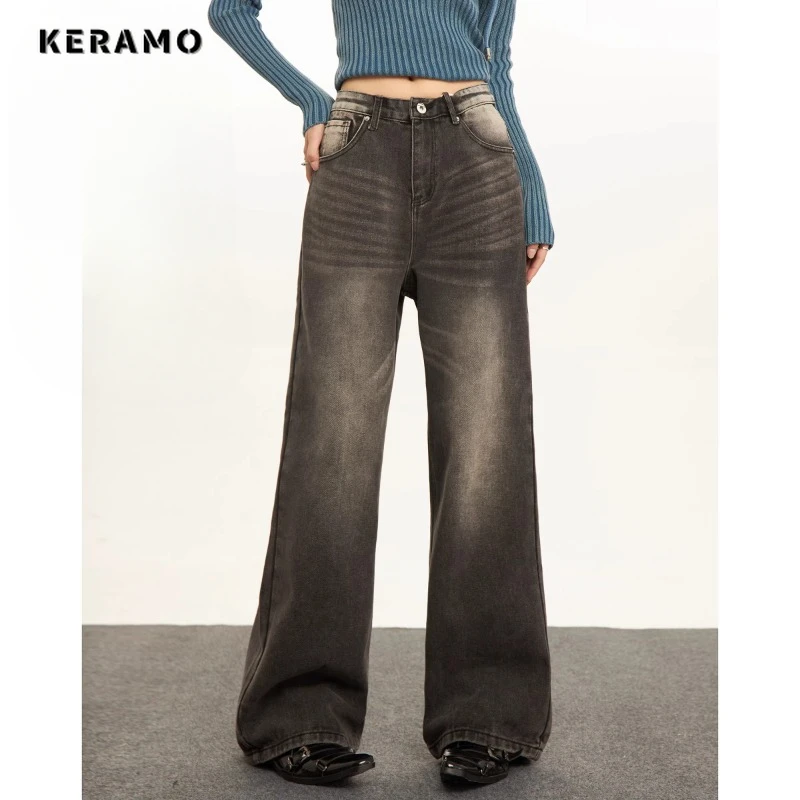 

American Vintage Straight High Waist Jeans Women's Casual Grunge Pants Baggy Y2K Wide Leg High Street Style Denim Trouser