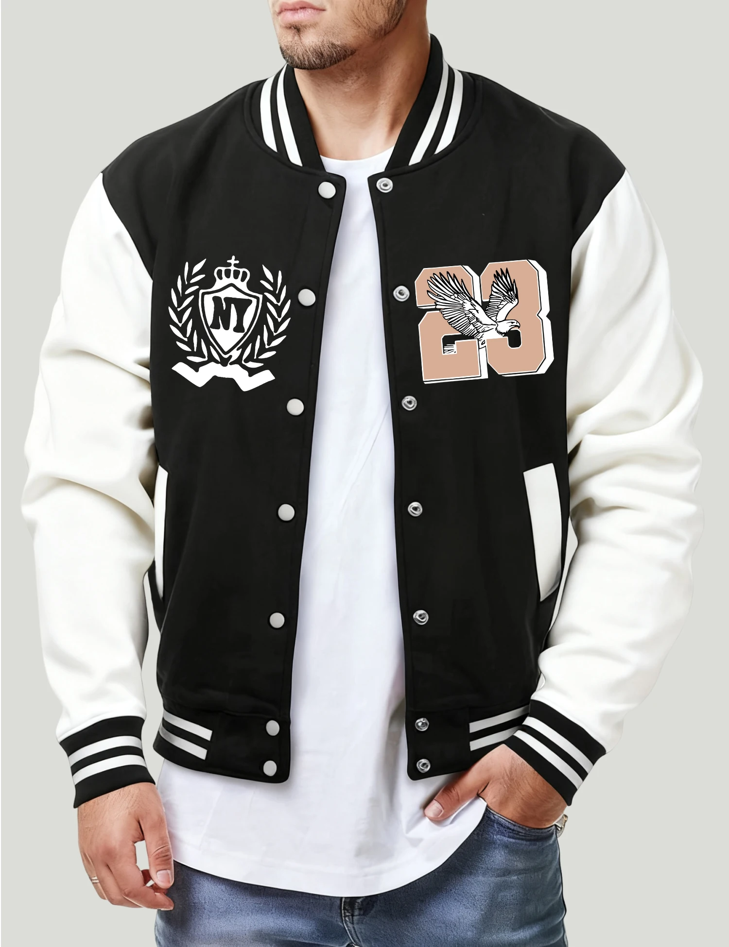 

Soaring Like An Eagle In New York Coat Men Fleece Baseball Jackets Autumn Oversize Jacket Casual All-Match Streetwear Unisex