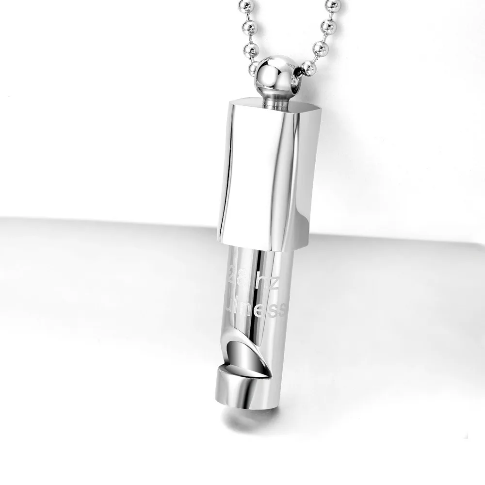 Pendentif sifflet de pleine conscience en acier inoxydable, peut souffler le soulagement du Stress, collier de méditation en acier titane, outil d'aide au cessation pour fumer