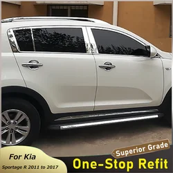 2011 to 2017 For Kia Sportage R Stainless Steel Center Pillar B+C Window Trim Stickers Mouldings Decoration 6Pcs