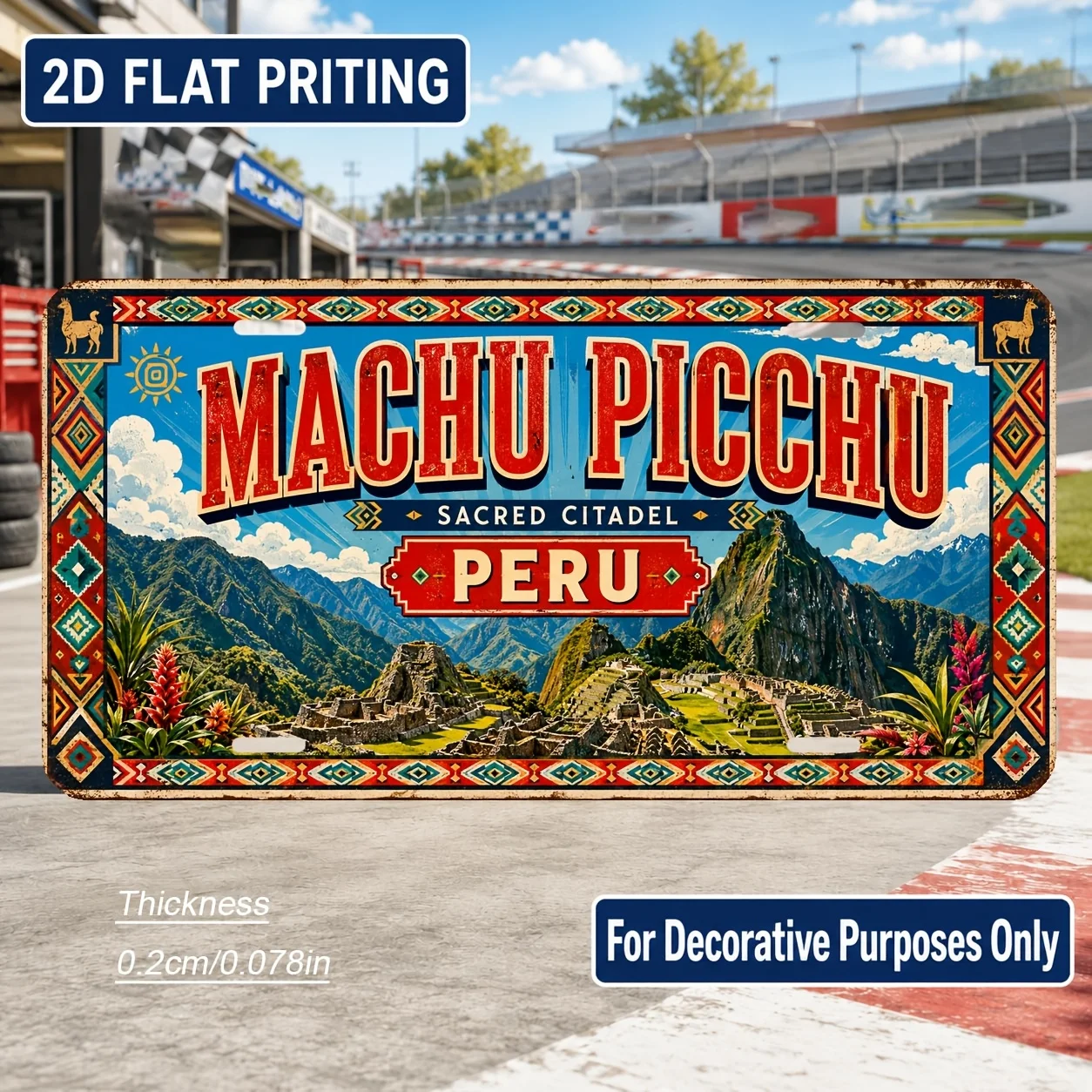 2D Flat - 【2D Flat】 2D Flat - [2D Flat] 2D Flat, 1pc, Machu Picchu Themed Retro Sign, for Decoration Solely, Home Decor, Birt