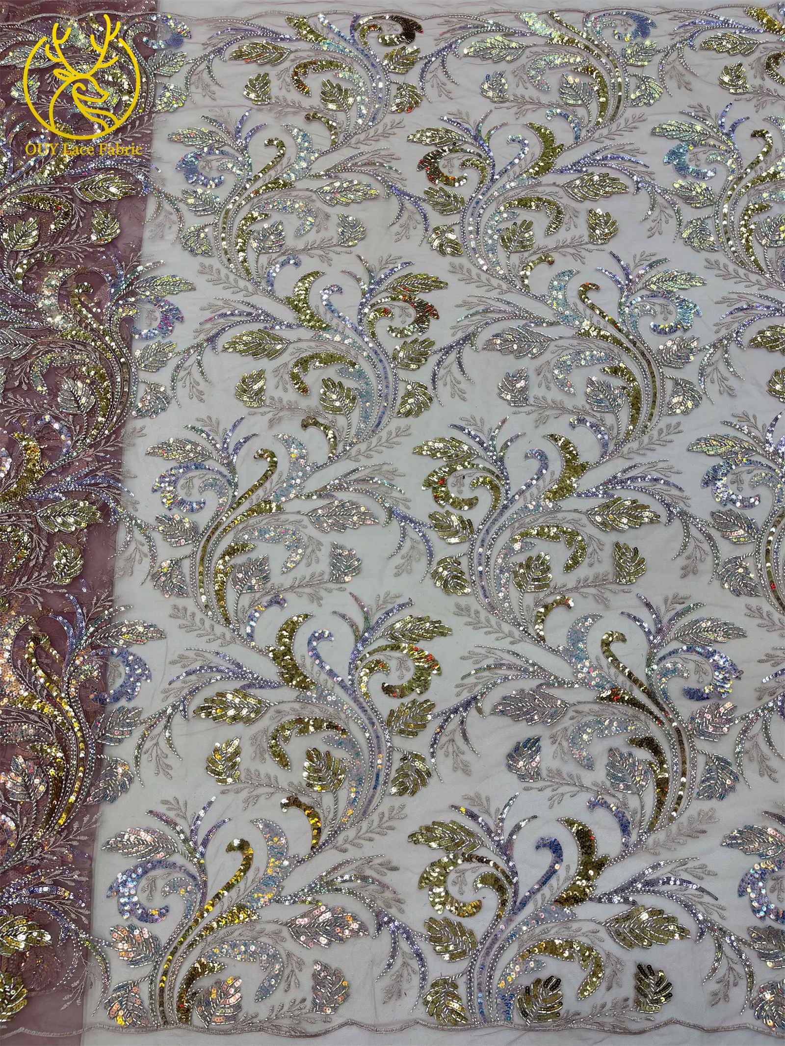 Luxuriöser Goldener Afrikanischer Perlen-Pailletten-Spitzenstoff 2026 Eleganter Französischer Stickerei-Tüllspitzenstoff Nigerianisches Party-Hochzeitskleid – Detail 20