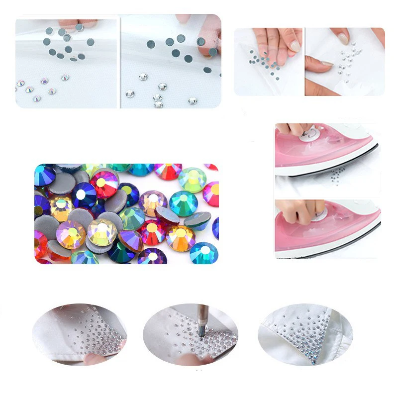 Hotfix Glass Rhinestone Set EU/US PLUG Hot Fix Rhinestone Applicator Wand Tool Kit Hotfix Crystals Gems Iron on Diamond Strass