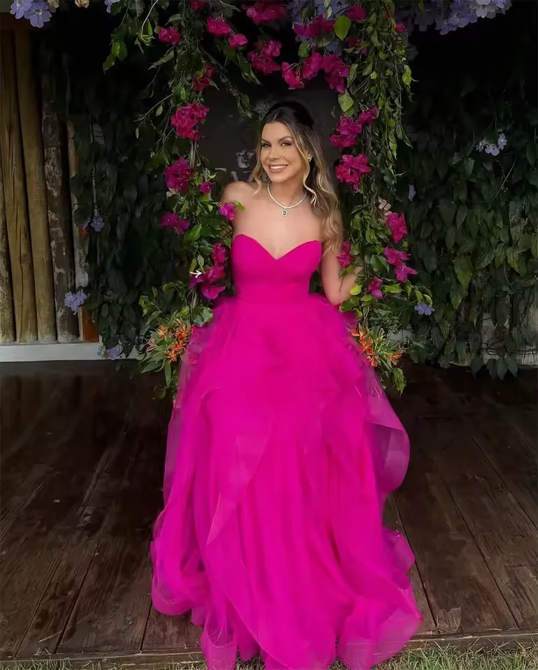 

Sweetheart strapless Prom dress Multilayer Pleats A-Line Backless Wedding party dress Formal Evening Dress Women Customized