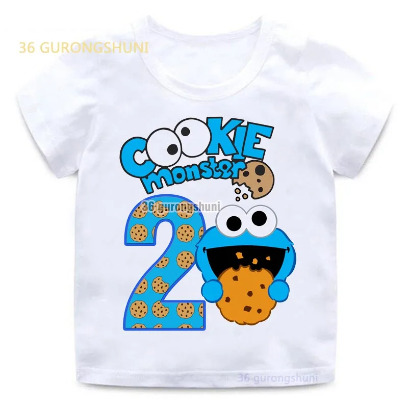 Baby T Shirt Boys T Shirts Cookie Monster Children Clothes Kids tshirt 2 3 4 5 Birthday T-shirts summer Tops For Girls-clothing