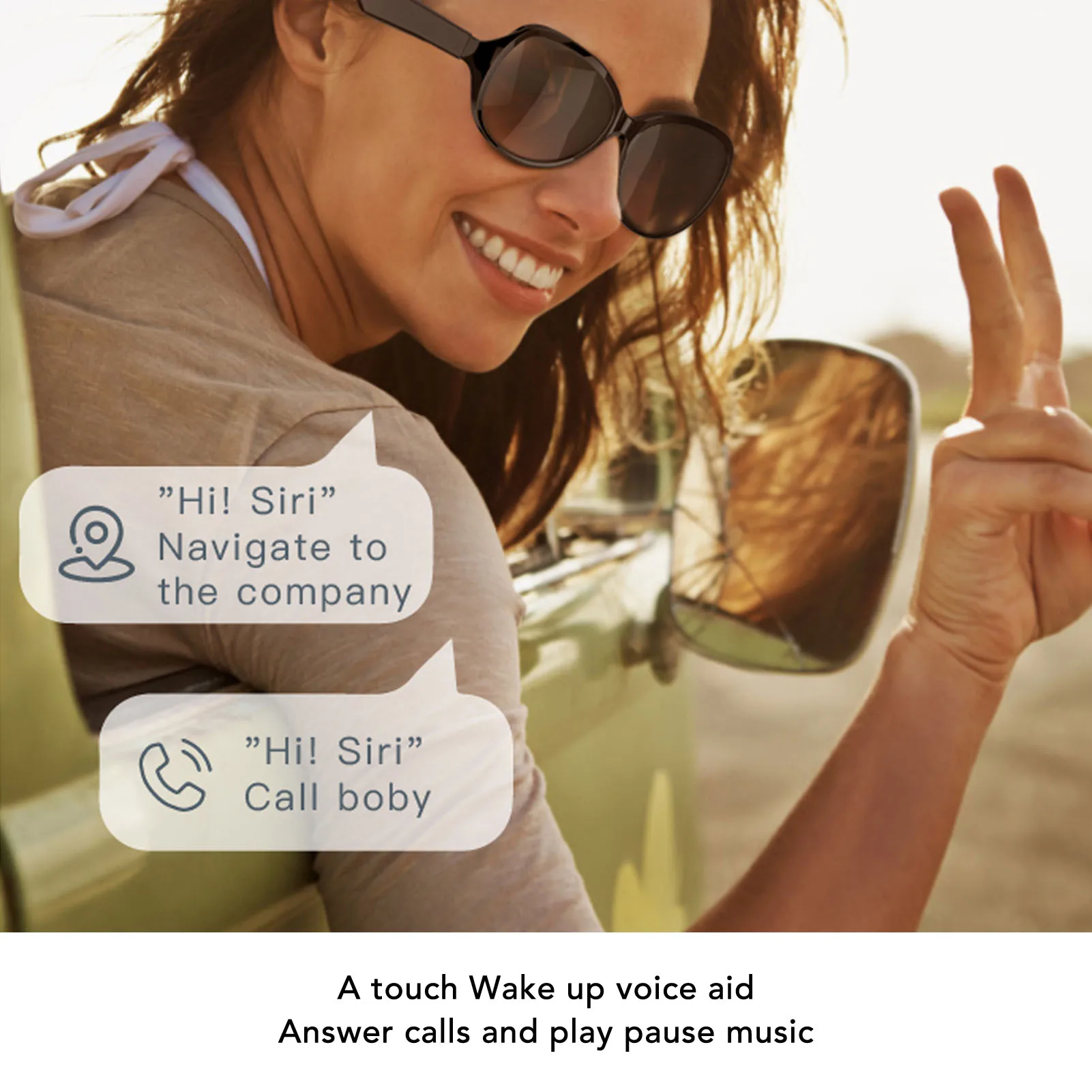 

Smart Bluetooth Sunglasses for Men Women UV400 Protection Wireless Headphones Built-in Mic Dual Speaker AI Voice Control