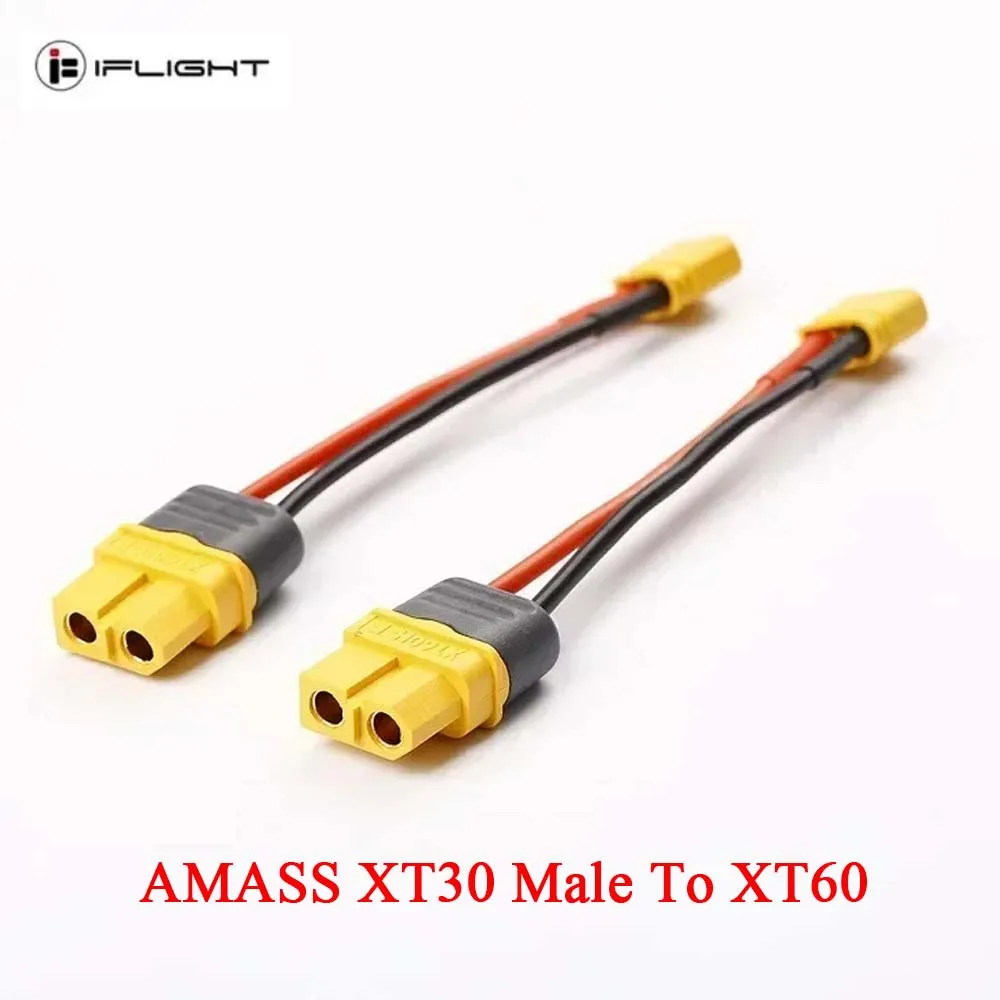 4個セット AMASS XT30 オス - XT60 メス プラグアダプター 100mm 16AWG シリコンワイヤー付き RC Lipoバッテリー ドローン 車 ボート用