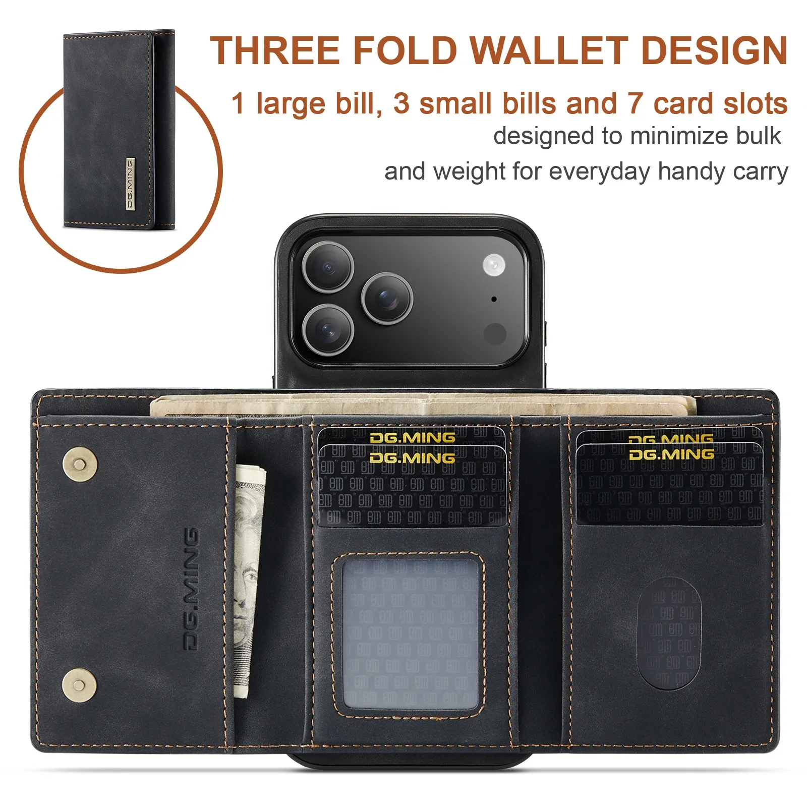 For New IPhone 17 Pro Max Air 16 15 14 Plus 13 Pro Max Phone Case 2 in 1 Detachable Wallet Cards Holder Magnetic Leather Cover view 2