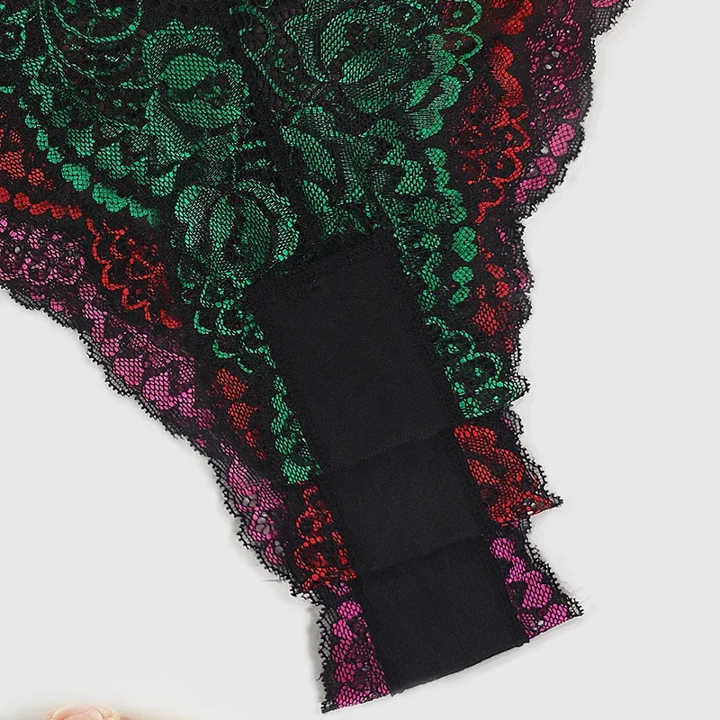 3pcs Plus Size Embroidery Underwear Sexy Lace Women Panties Hollow Out Mid Waist Comfortable Female Briefs Perspective Lingerie