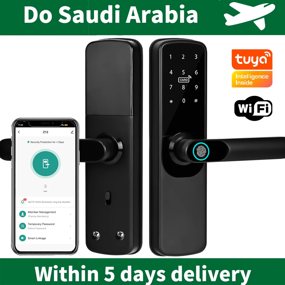 Do Saudi Arabia  Tuya Wifi Lock biometric fingerprint digital lock electronic lock Smart Door Knob Lock with App Control