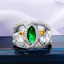 LOTR Aragorn's Ring 925 Sterling Silver Lord of Rings of Barahir Mens Crystal Ring US SIZE 8-13#