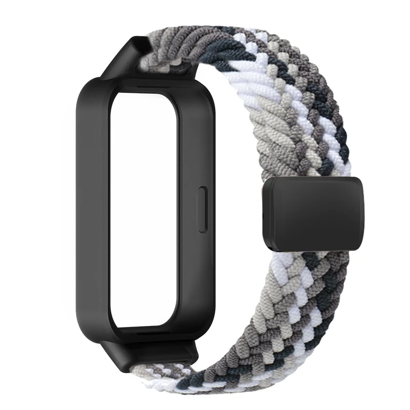 Magnetisches geflochtenes Armband + Schutzhülle für Xiaomi Smart Mi Band 9 8 Active Zubehör Sport Nyon Loop Armband + Abdeckung Correa Redmi Band 3 2 – Detail 6