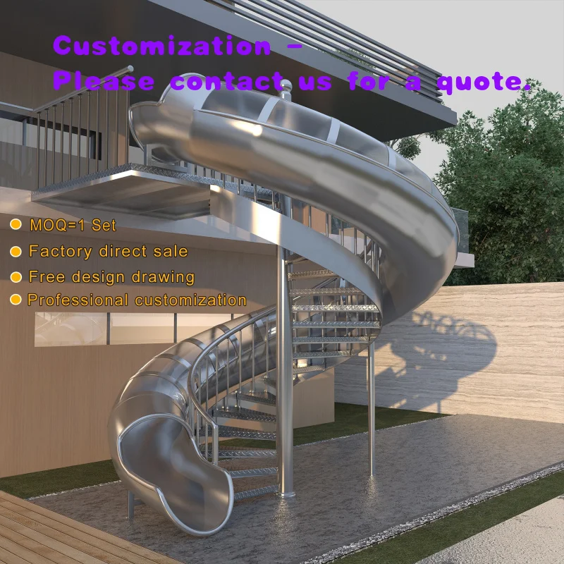 custom.Home Rotating Stairway with Slide Circle Staircase Winding Staircase Space Saving Stairs Exterior Stairs Prefabricated St