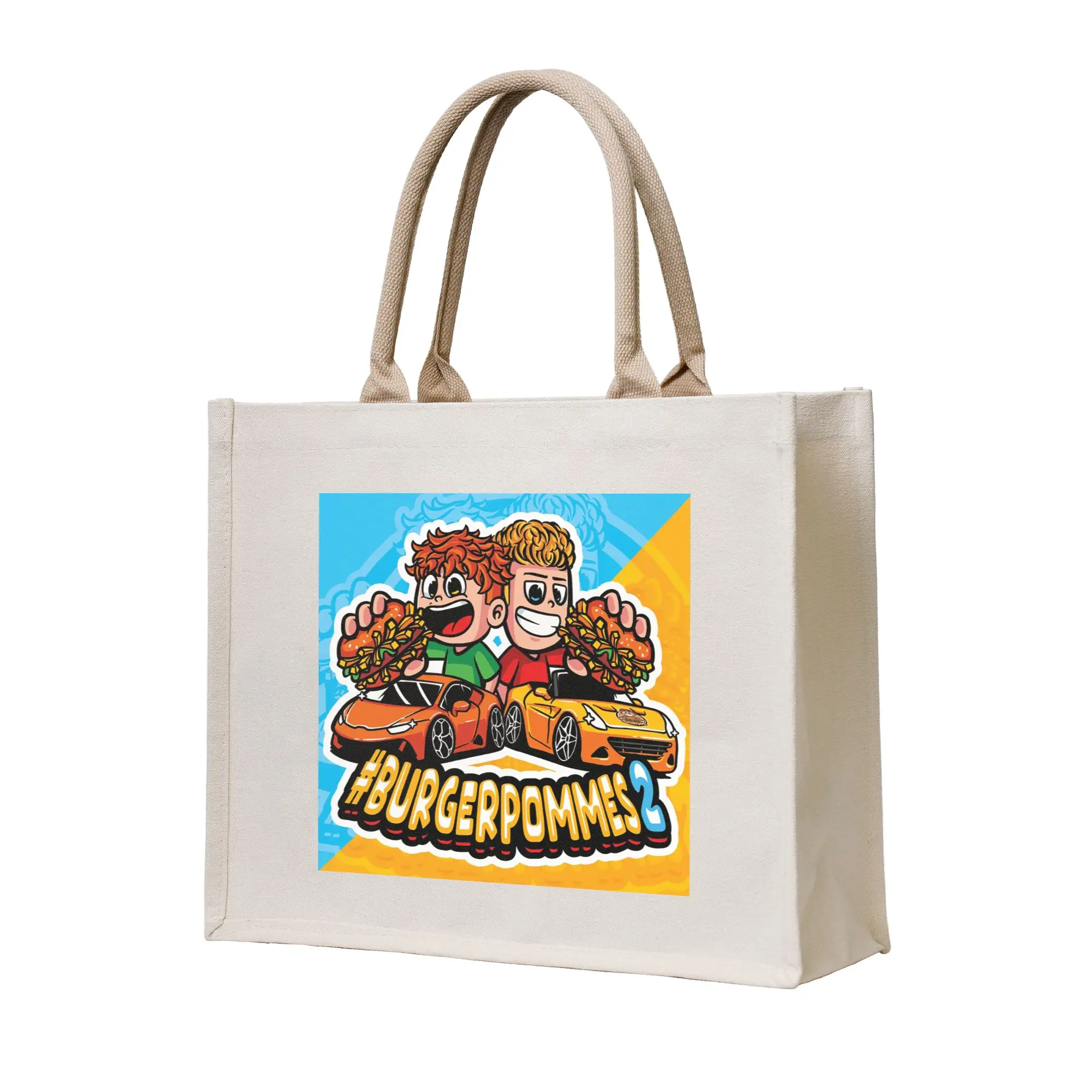 

Сумка-шоппер LukasBS Burgerpommes ICrimax Game, холщовая сумка-тоут, многоразовая, для женщин, на плечо, дорожная сумка