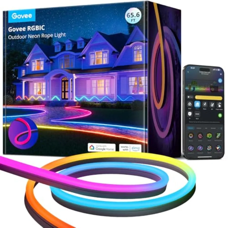 

Уличные неоновые гибкие светодиодные гирлянды RGBIC IP67, водонепроницаемые, разноцветные, с 64 режимами сценариев, синхронизация с музыкой для O