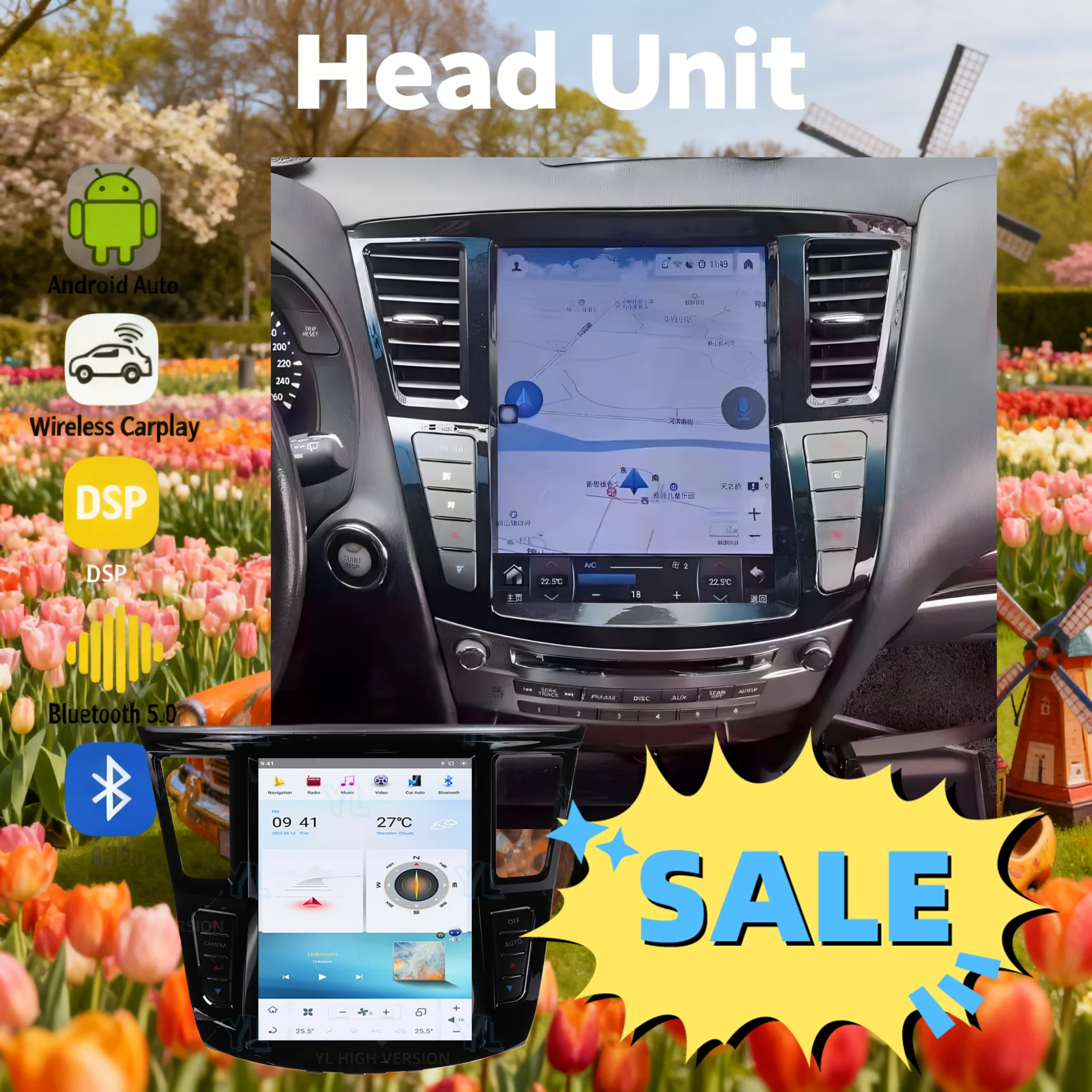 

YANF Android 14 For Infiniti QX60 JX35 2013-2020 Car Radio Automotive Multimedia Carplay Auto GPS 4G WIFI DSP Head Unit BT 5.0