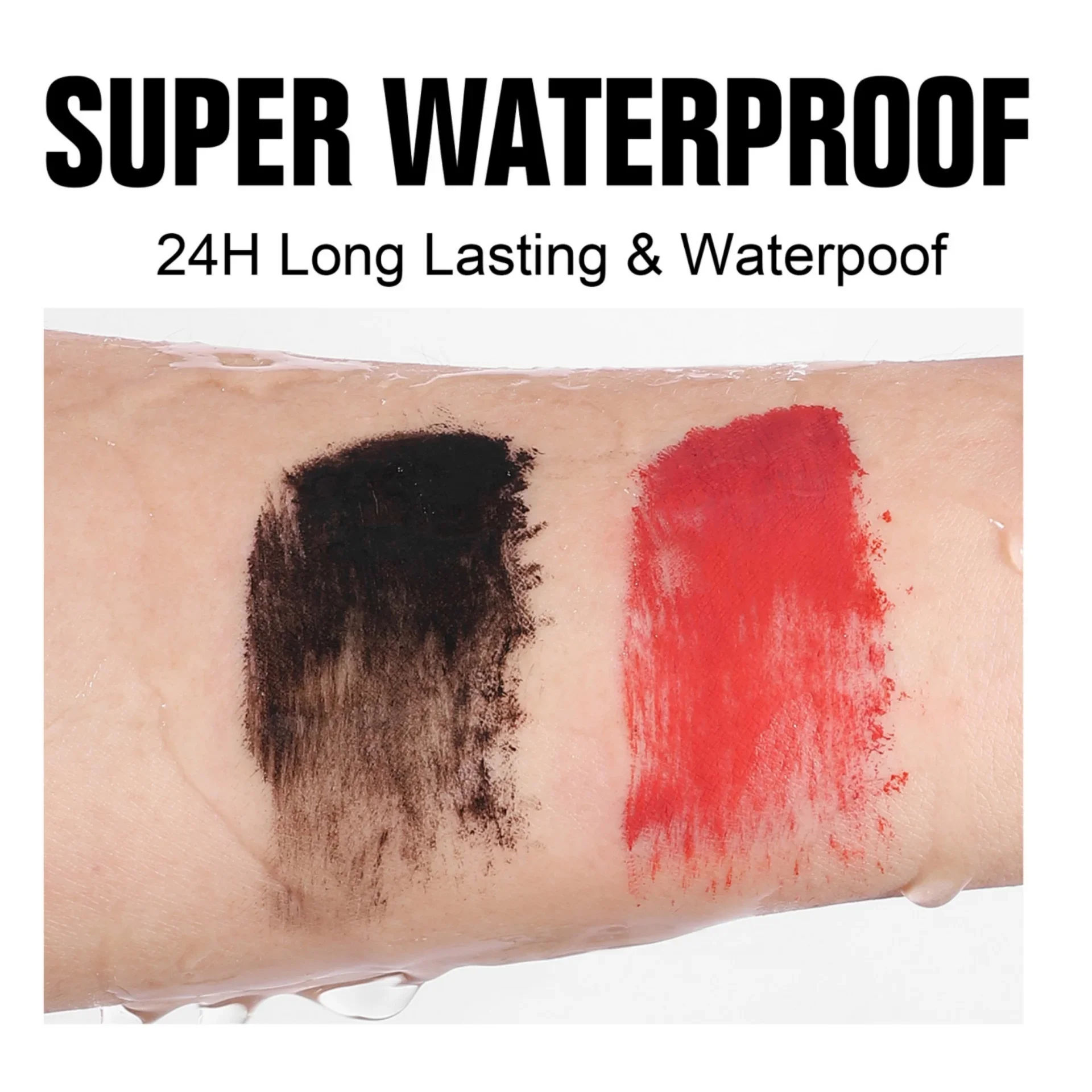 สีสันผ้าไหมมาสคาร่ามาสคาร่ากันน้ําสีฟ้าสีแดงสีดําครีมหนายาว Curling Smudge-Proof แต่งหน้าเครื่องสําอาง