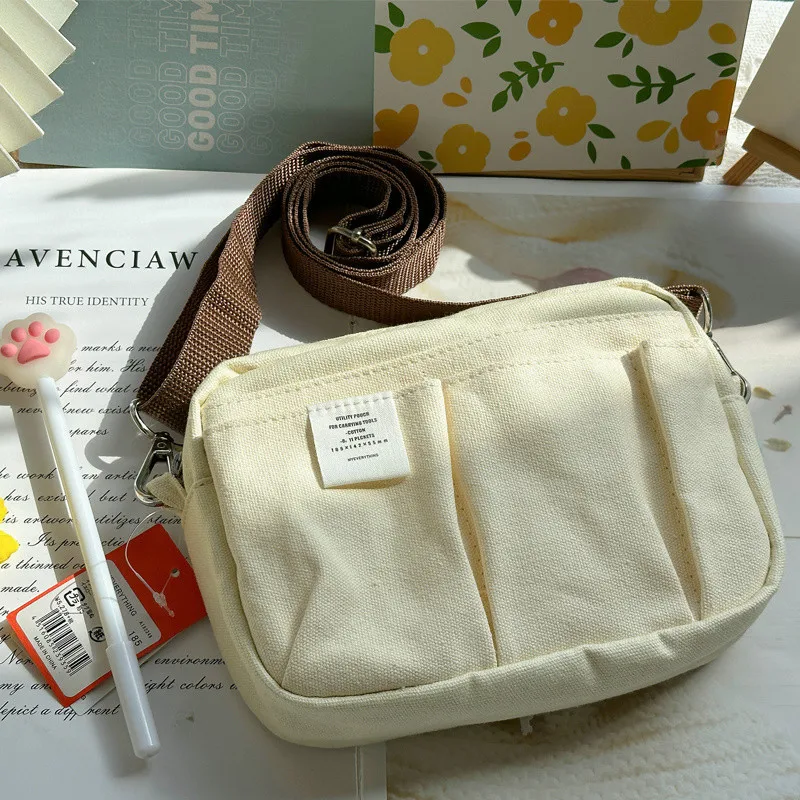 Canvas opbergtas met grote capaciteit, eenvoudig ontwerp voor middelbare scholieren, meerlaagse etui en tas voor jongens en meisjes