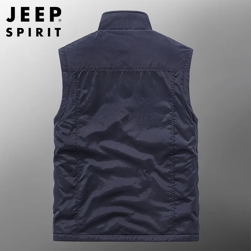 JEEP SPIRIT mężczyźni dwustronna stójka kamizelki jesienno-zimowa moda luźna kamizelka bez rękawów outdoor causel sports