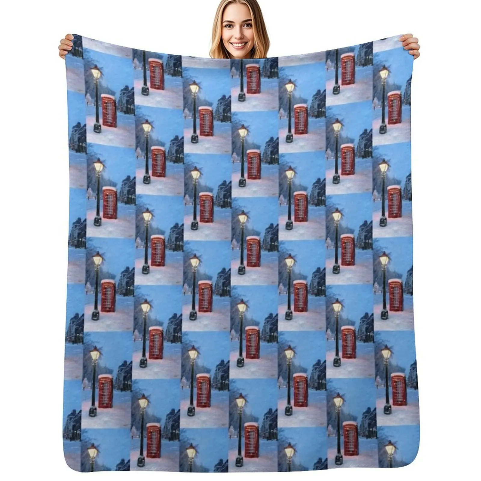Red telephone box Throw Blanket Cozy Microfiber Throw Blanket for Home Bedroom