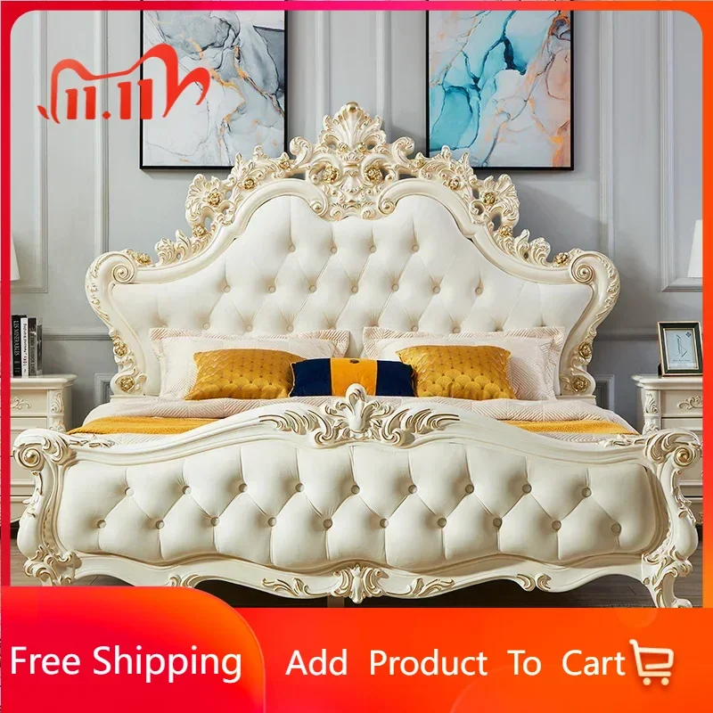 

High End Luxury Double Bed Pretty Carved Modern Frame Queen Double Bed Design Sleeping Cama Matrimonial Bedroom Furniture