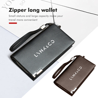 Car Leather Wallet Credit Card ID Holder Coin Zipper Purse For LYNK&CO 01 Phev 02 03 Phev 03+ 05 06 09 PHEV 09 MHEV