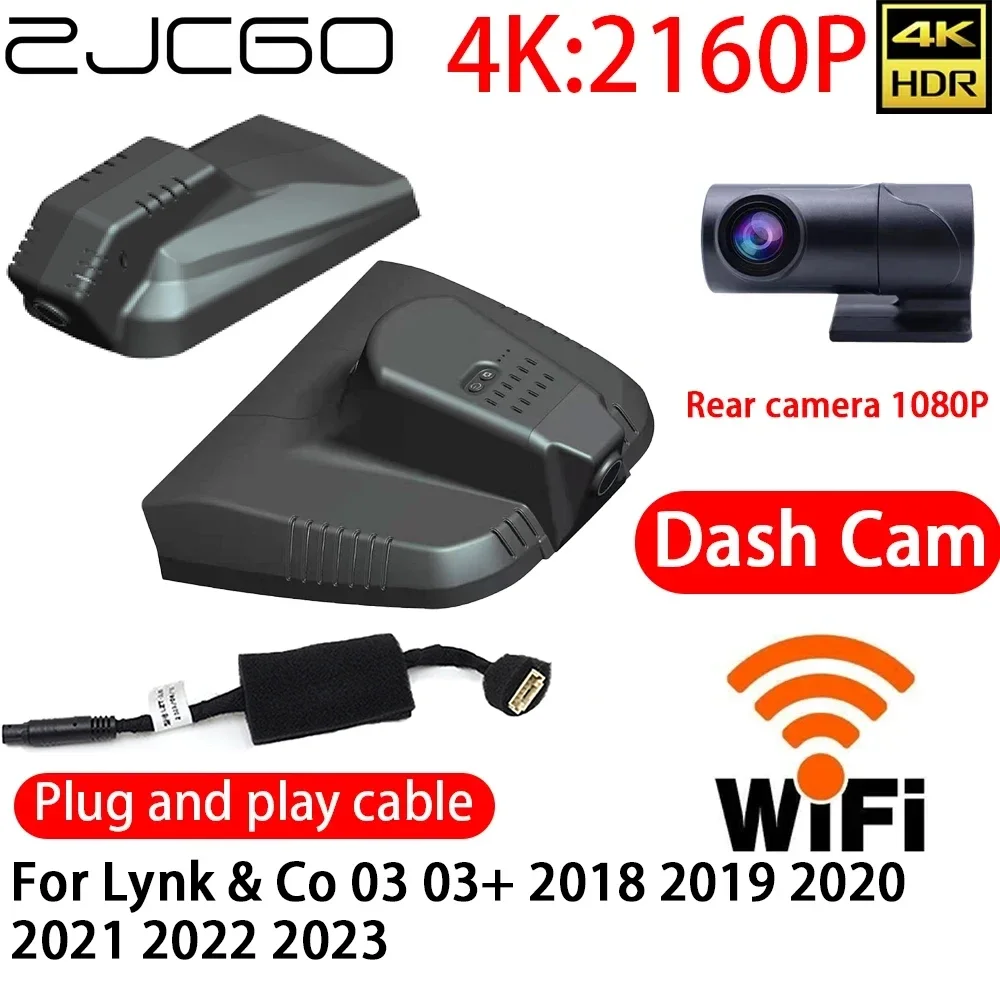 ZJCGO 4K DVR Dash Cam Wifi Front Rear Camera 24h Monitor For Lynk & Co 03 03+ 2018 2019 2020 2021 2022 2023