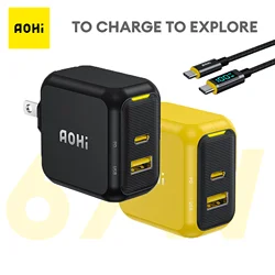 AOHI Magcube 67W USB C Charger GaN+ Fast Charge Charger Type C High Speed Phone Charger for iPhone 15 14 13 12 Series and M