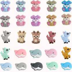 5/10Pcs New Cute Little Deer Rabbit Silicone Beads Focal Bead For Jewelry Making DIY Necklace Bracelet Accessories