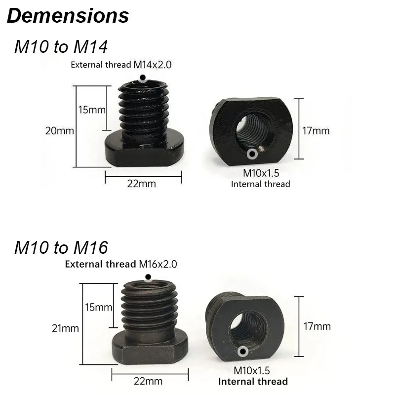 Adaptador de amoladora angular, accesorio de Rosca M10, M14, M16, conversión de eje de amoladora hembra a macho, varilla de conector, pieza de