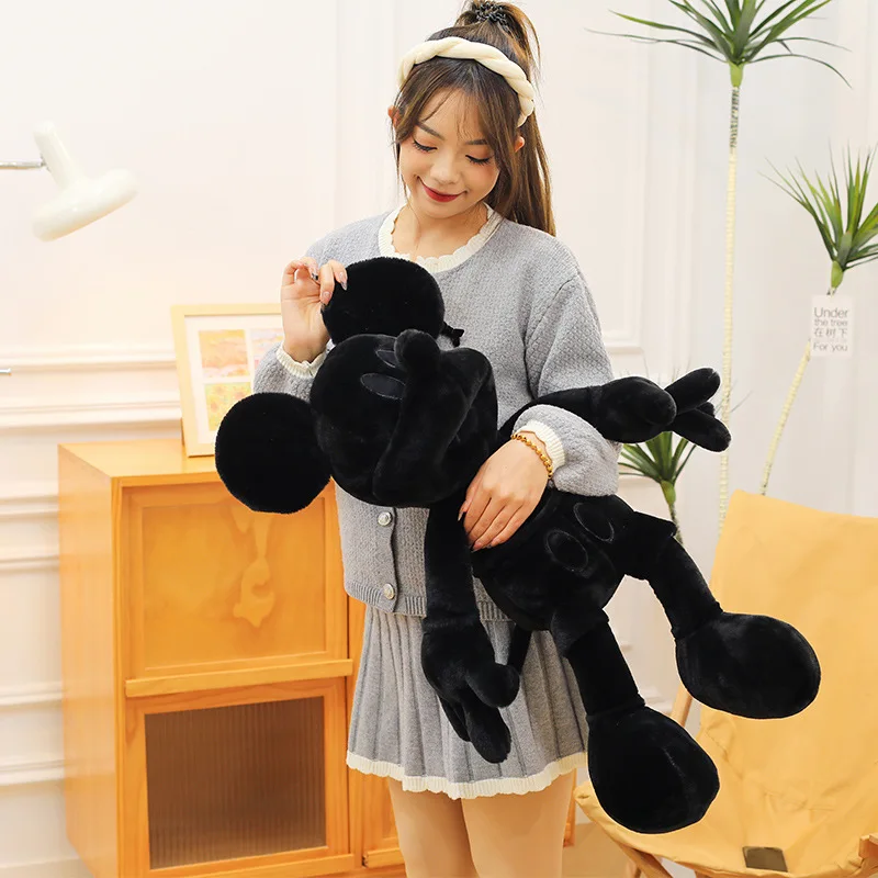 60/80 cm Disney grande peluche di Topolino in bianco e nero scuro bambola di Topolino ragazza cuscino regalo di San Valentino