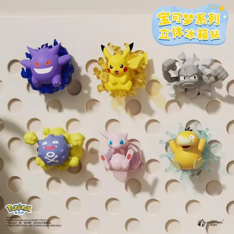 3D-магнит на холодильник из серии Pokemon: фигурки Генгар, Пикачу, Мью, милые магнитные наклейки, мультяшные украшения для дома и кухни