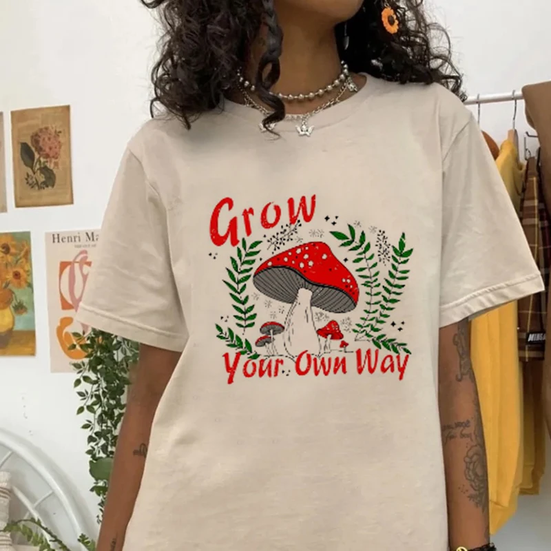 Grow Your Own Way Painting T-Shirt Women Summer Casual Oversized Vacation Beach T Shirt Cute Aesthetic Holiday Tops