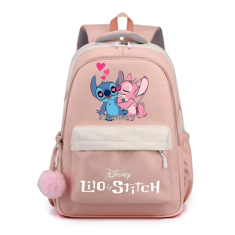 Mochila impermeável para meninas adolescentes, bolsa de escola feminina, bolsa de estudante fofa, moda, Lilo e Stitch, mochila de viagem