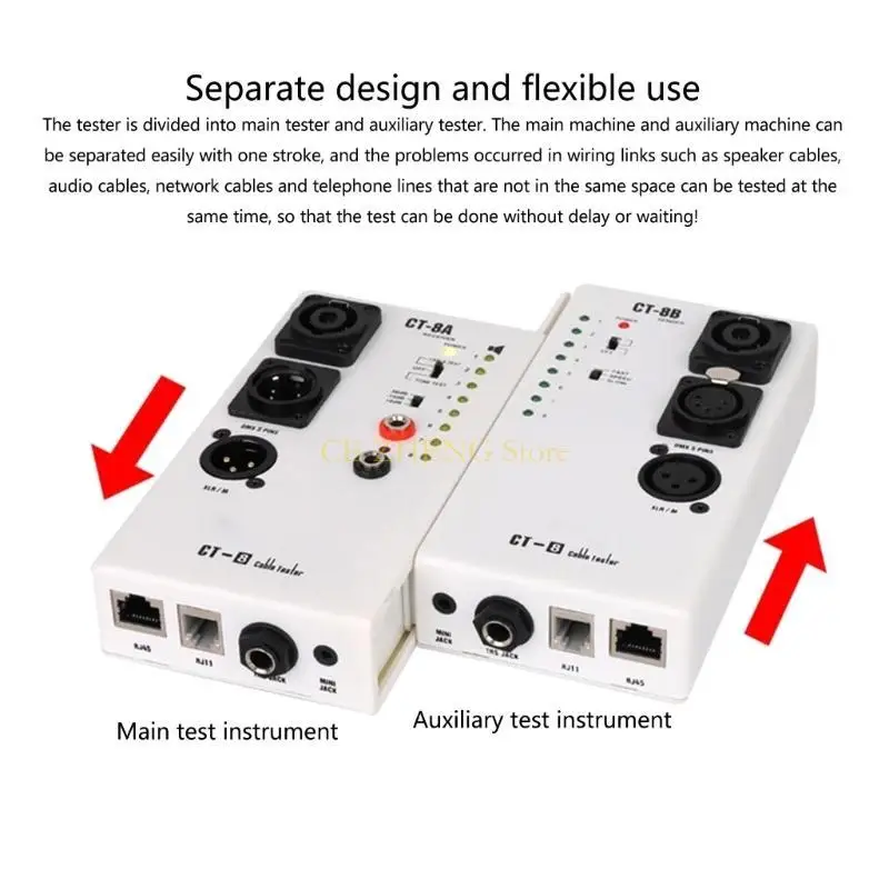 E56B RJ45 TRS TRS 테스트 기기 용 정확한 오디오 라인 테스터 CT8 모델