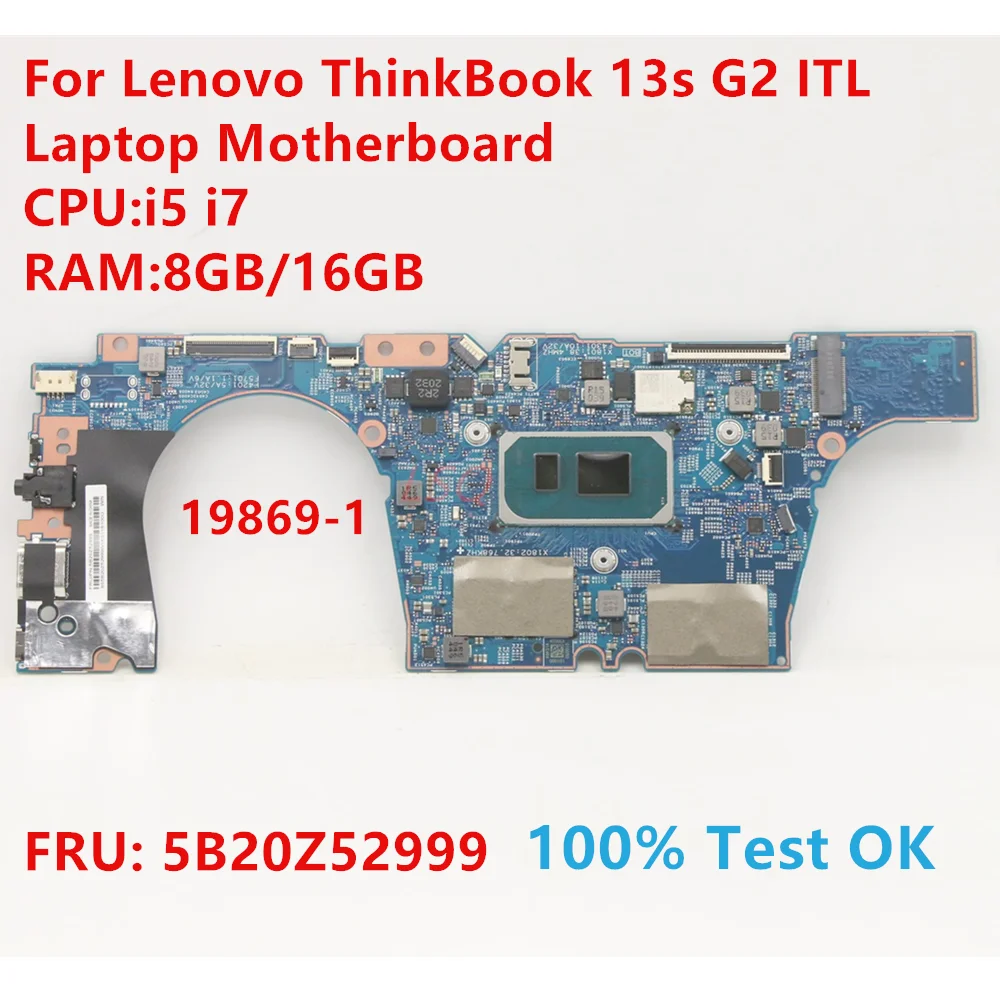 

19869-1 For Lenovo ThinkBook 13s G2 ITL Laptop Motherboard With CPU:i5 i7 FRU:5B20Z52999 100% Test OK