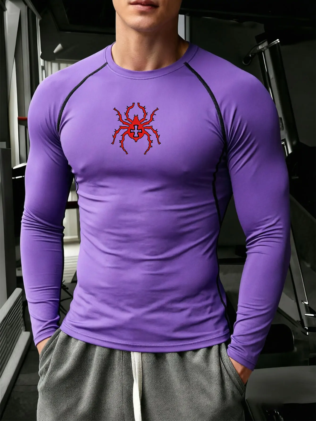 Compression Long Sleeve Shirt  Fitness T-shirt Men's Muscle Quick Drying Gym Sportswear Sun Protection Sports Base Layer