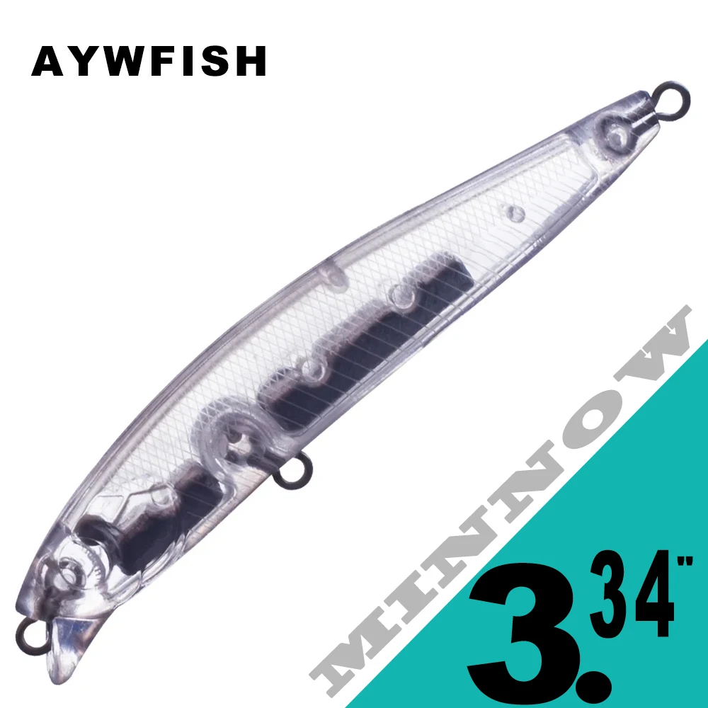 

AYWFISH 10 шт., длинная блесна в форме блесны 3,34 дюйма, 14 г, Неокрашенная искусственная приманка для ловли окуня, приманки «сделай сам»