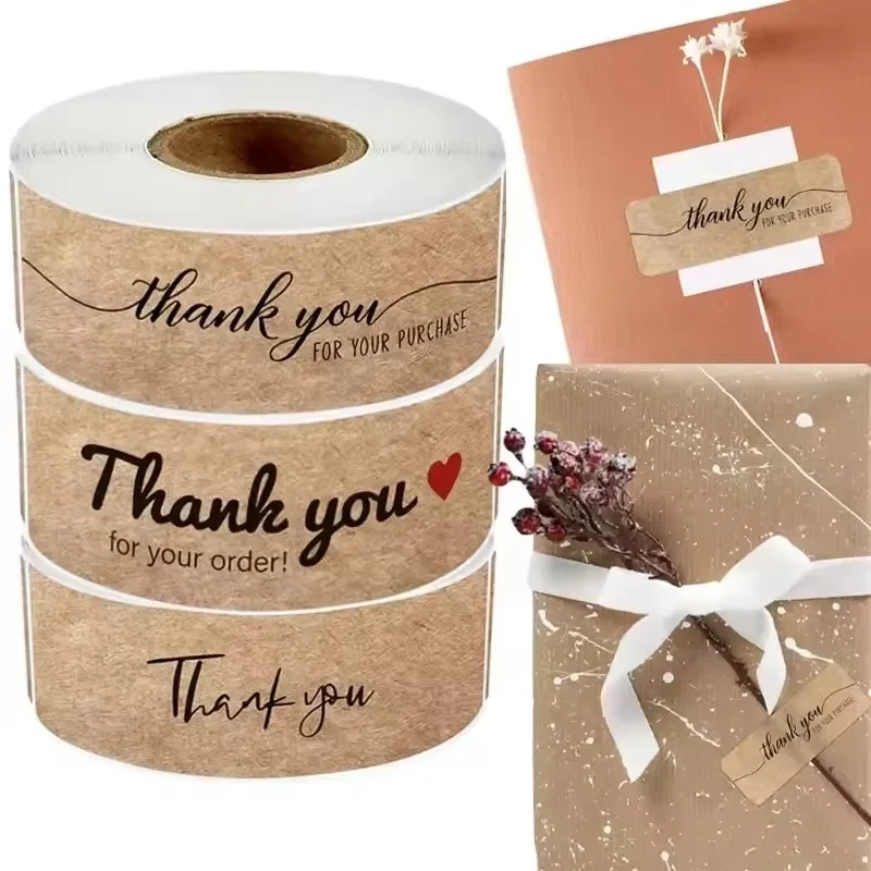120 Stück Aufkleber „Danke für Ihre Bestellung“, Kraftpapier-Versiegelungsaufkleber, rechteckige Aufkleber für Geschäfte, Bäckereien, zum Dank an Kunden, Geschenke