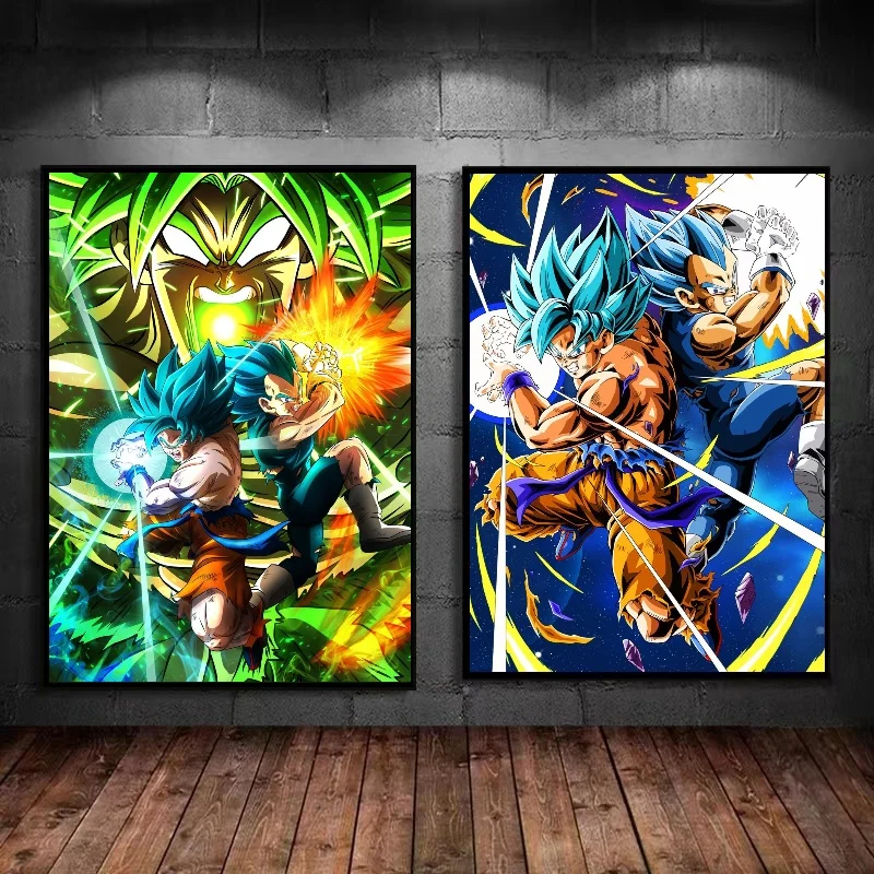 Vintage Canvas Painting Bandai Anime Super Saiyan Gohan Wall Art Print Dragon Ball Pictures Classic Home Decor Bedroom Poster