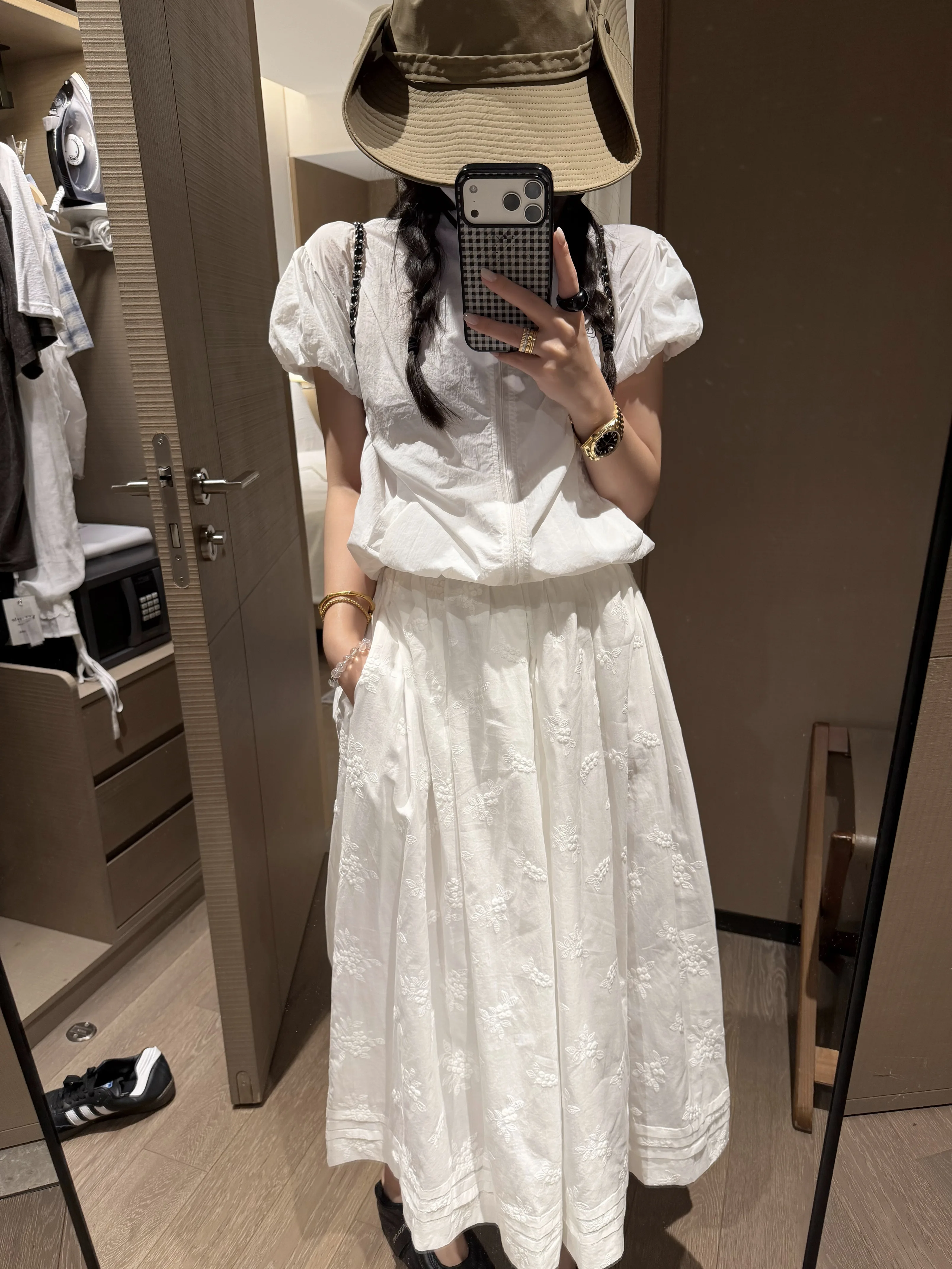 Laazy Embroidered High Waist Wide Leg Pants Airy Summer Fashion Women's Seven-Foot Skirt Pants Conceal Meat Slimming Pants