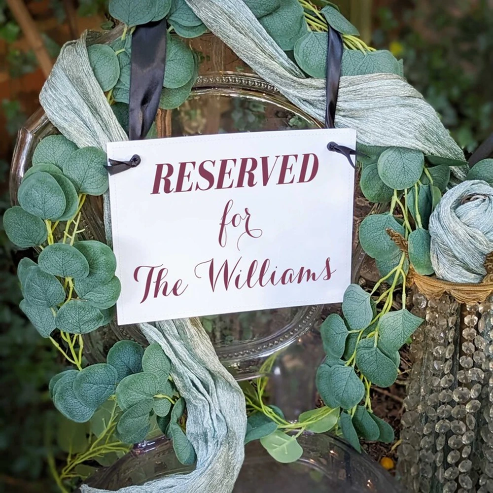 Personalized Banner for Wedding Ceremony, Reserved Seat Sign, Hanging, Aisle Seats, Mother, Father, Grandparents, 1165