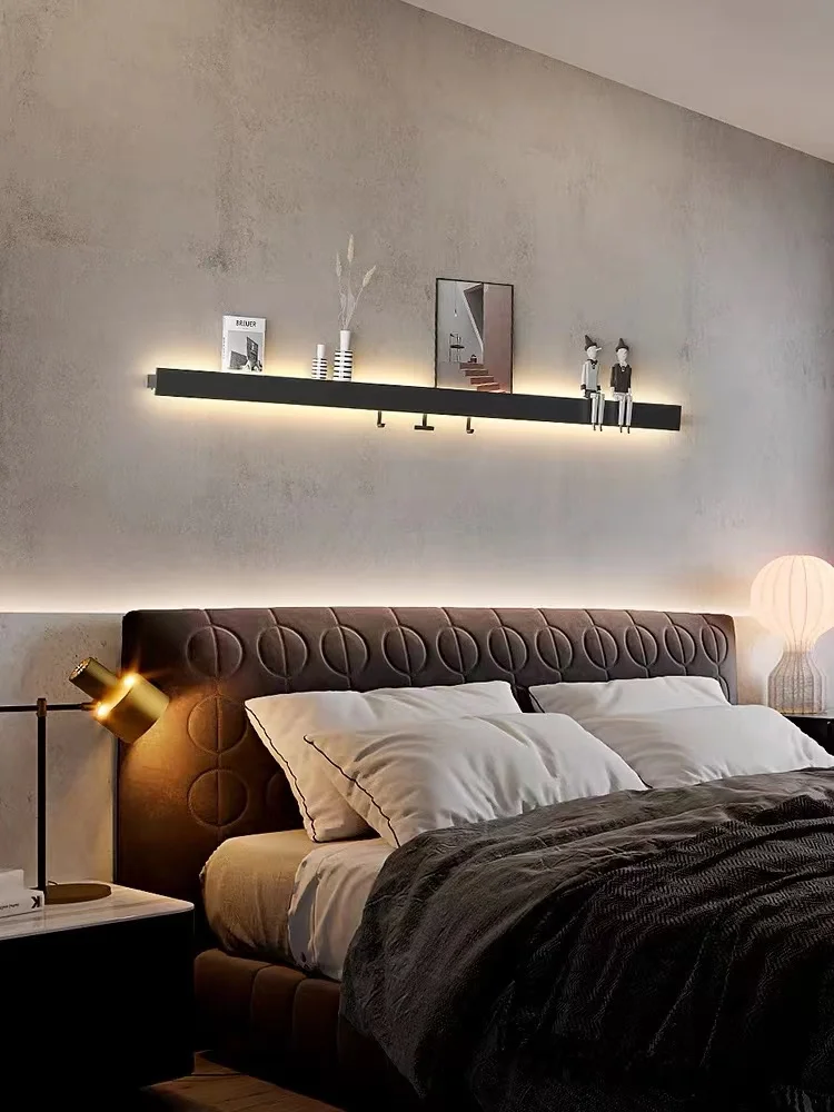 Modern simple long strip bedroom bedside wall lamp TV background wall atmosphere wall lamp household aisle hook wall lamp