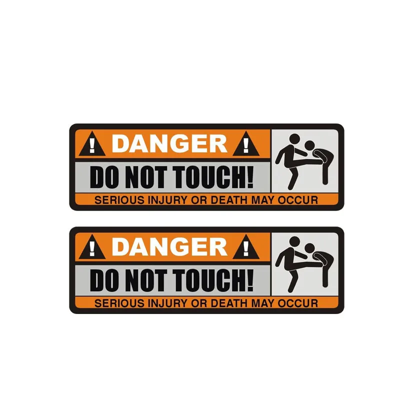 LYKX 2X DANGER DO NOT TOUCH Car Sticker Funny SERIOUS INJURY OR DEATH MAY OCCUR Exterior Accessories PVC Decal,13CM*4CM