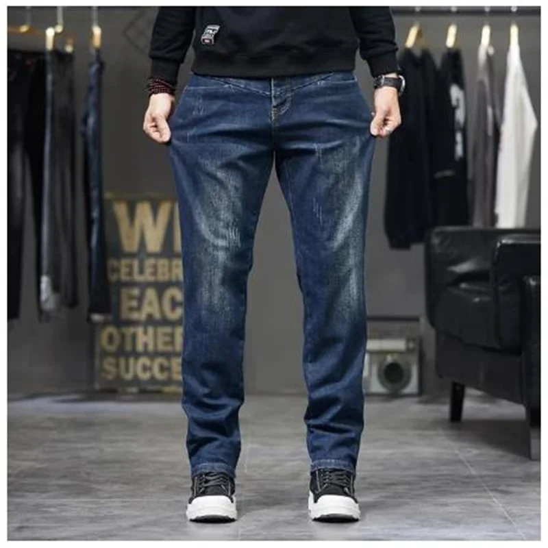 

Autumn Winter Mens Jeans Baggy Cowboy Pants Plus Size 44 Denim Trousers Hip Hop Tide Casual Men's Elasticity Pants Men Clothing