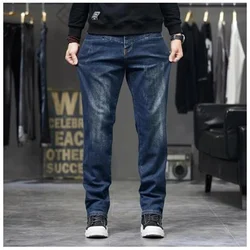 Autumn Winter Mens Jeans Baggy Cowboy Pants Plus Size 44 Denim Trousers Hip Hop Tide Casual Men's Elasticity Pants Men Clothing